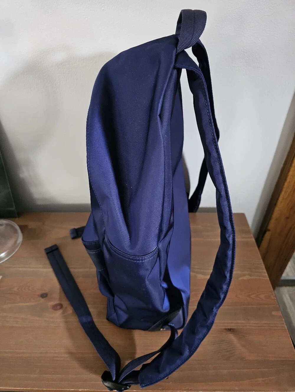 Longchamp Navy Blue Nylon Backpack with Front Zip Pocket